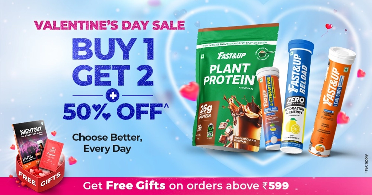 Fast&amp;Up Valentine's Day Sale: Buy 1 Get 2 + 50% OFF on Sports Nutrition