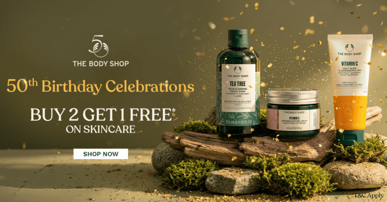 The Body Shop Buy 2 Get 1 Free Offer on Skincare Products