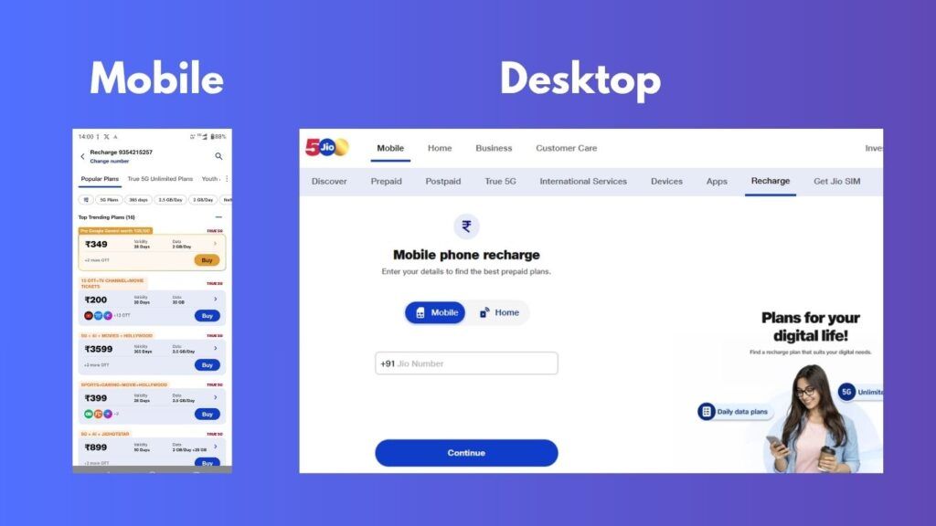 Recharge your Jio SIM